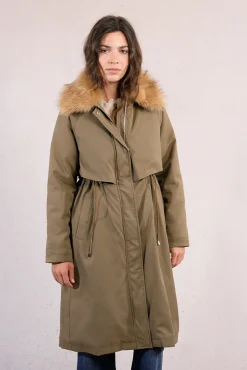 Parka longa com gola de pele