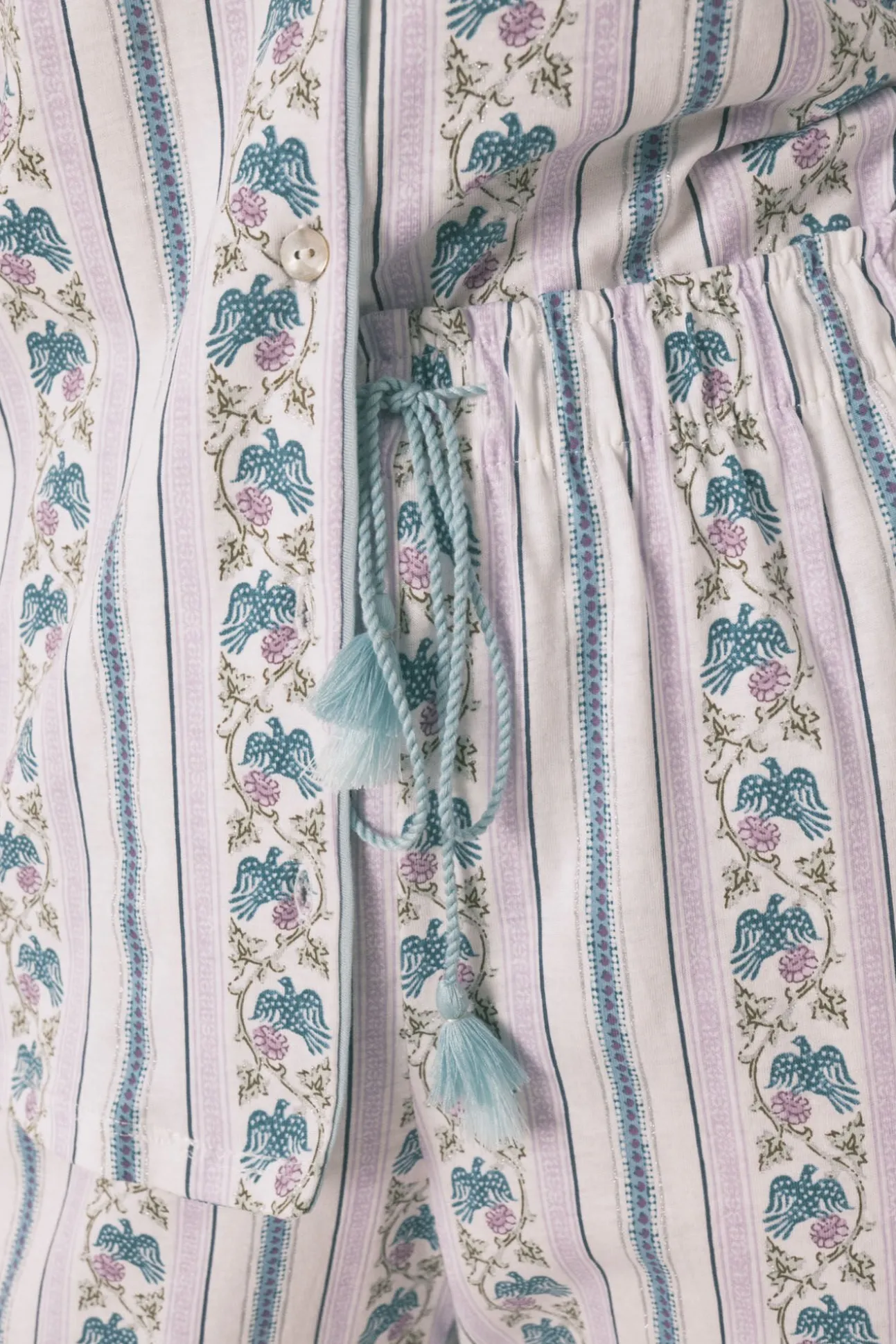Pijama camiseiro capri riscas 100% algodão