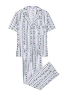 Pijama camiseiro capri riscas 100% algodão