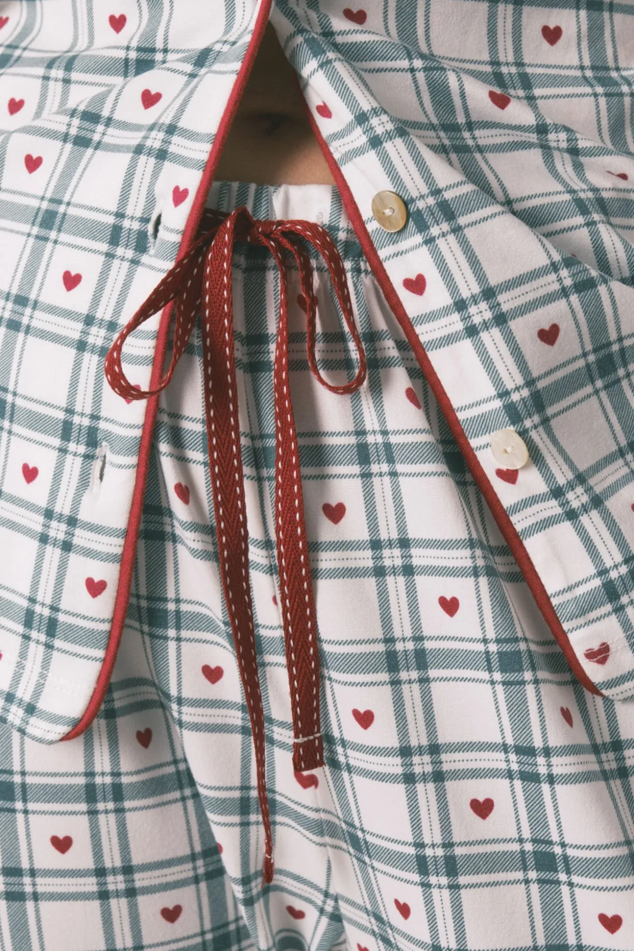 Pijama camiseiro com estampado xadrez verde