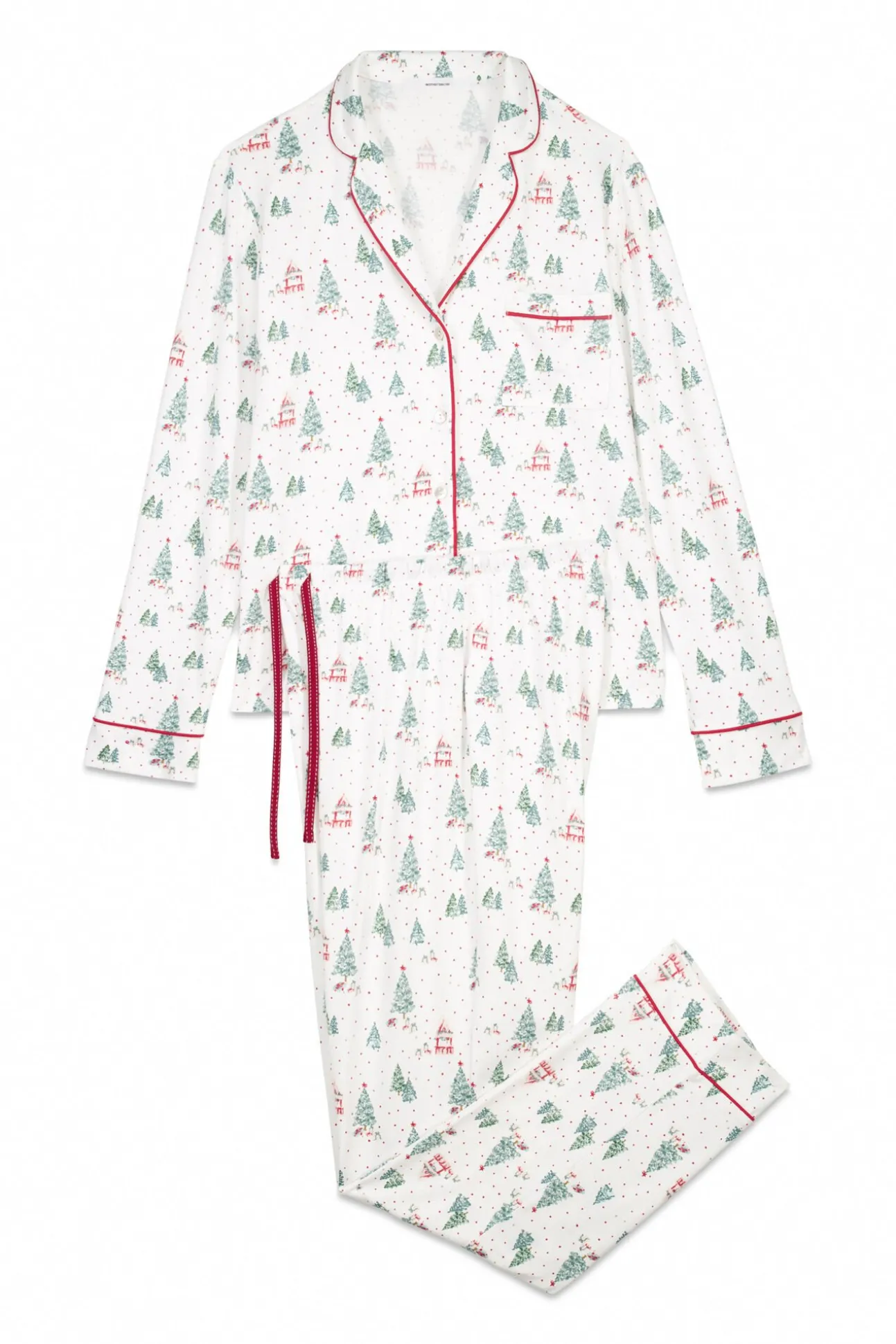 Pijama camiseiro com estampado de Natal branco