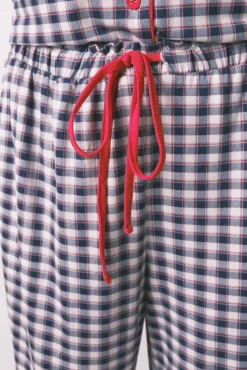Pijama camiseiro comprido malha suave xadrez