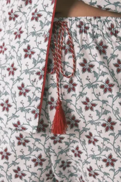 Pijama camiseiro de algodão com estampa floral