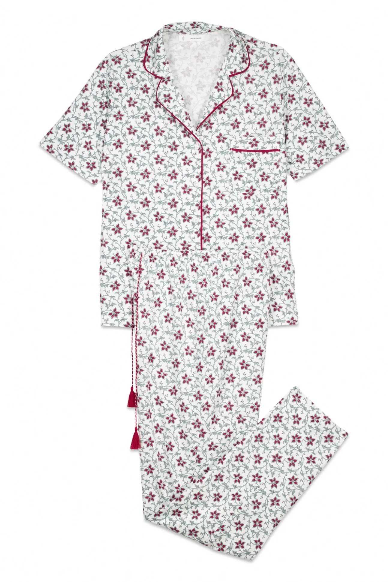 Pijama camiseiro de algodão com estampa floral