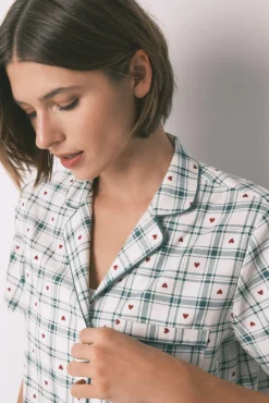 Pijama camiseiro de algodão xadrez