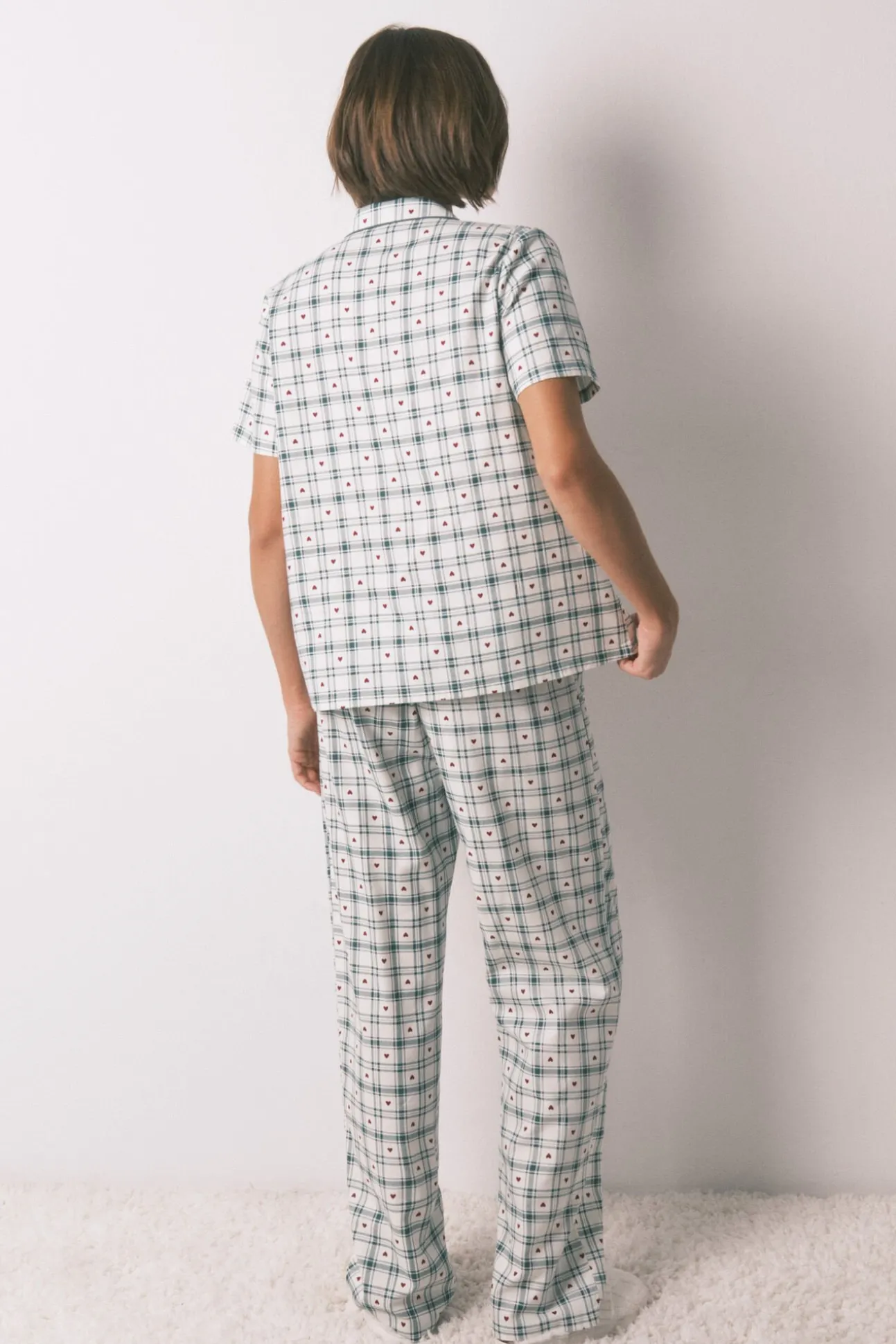 Pijama camiseiro de algodão xadrez