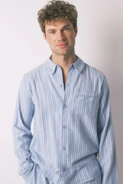 Pijama camiseiro riscas masculinas 100% algodão