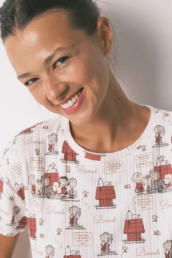 Pijama Capri Canelado Cinza Snoopy