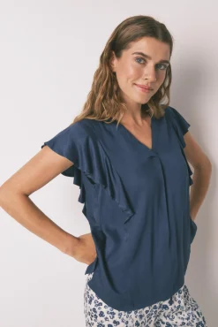 Pijama Capri de viscose floral azul