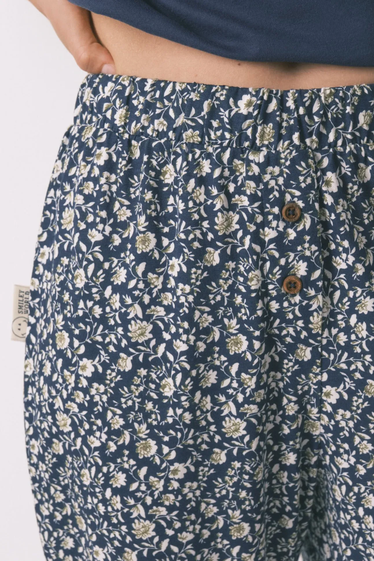 Pijama Capri Smiley azul 100% algodão