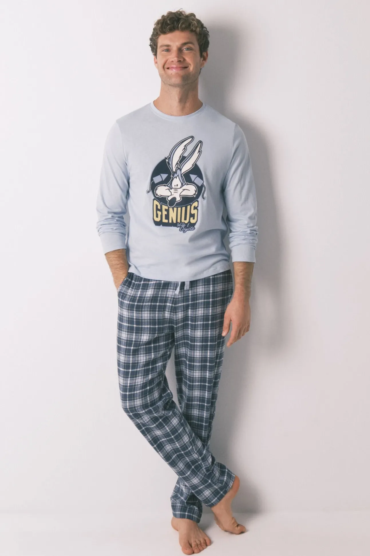 Pijama comprido 100% algodão azul Coyote