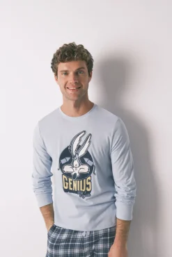 Pijama comprido 100% algodão azul Coyote