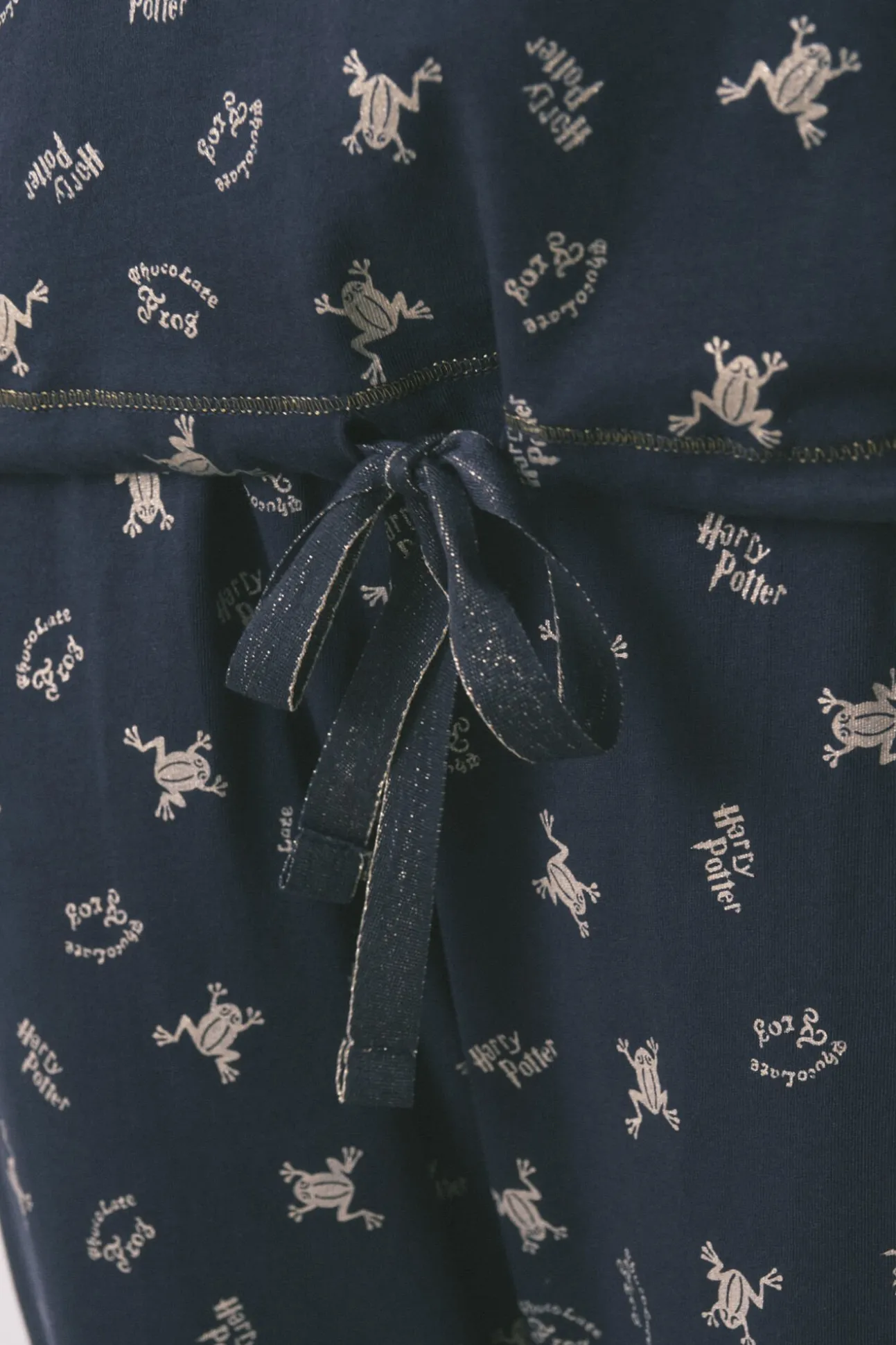 Pijama comprido 100% algodão azul estampado sapinhos