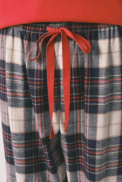 Pijama comprido 100% algodão estampado xadrez 