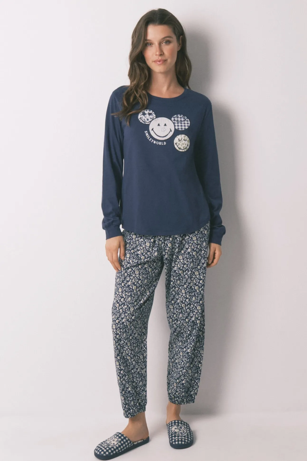 Pijama comprido 100% algodão SmileyWorld® azul