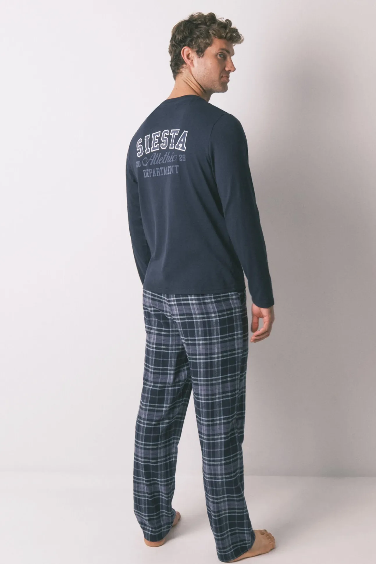 Pijama comprido, 100% algodão, xadrez