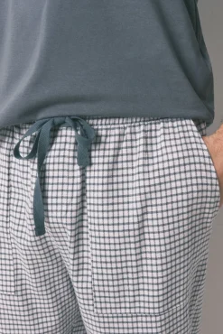 Pijama comprido, 100% algodão, xadrez verde