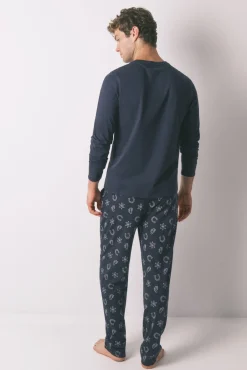Pijama comprido azul country 100% algodão