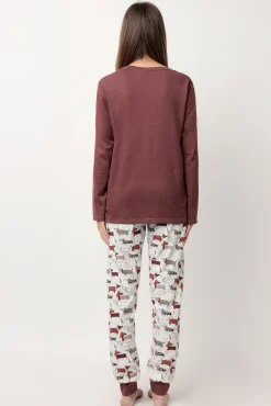 Pijama comprido cão salsicha para mulher
