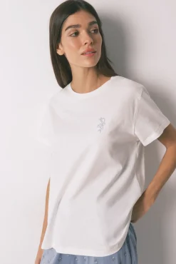 Pijama comprido com mangas curtas e estampado floral