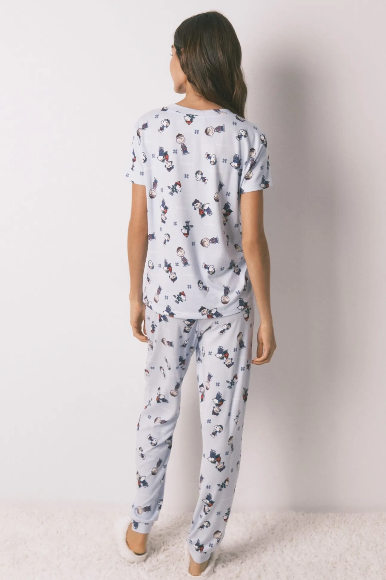 Pijama comprido de manga curta super macio do Snoopy