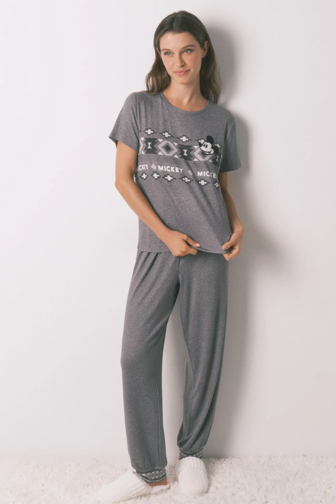 Pijama comprido de manga curta Mickey