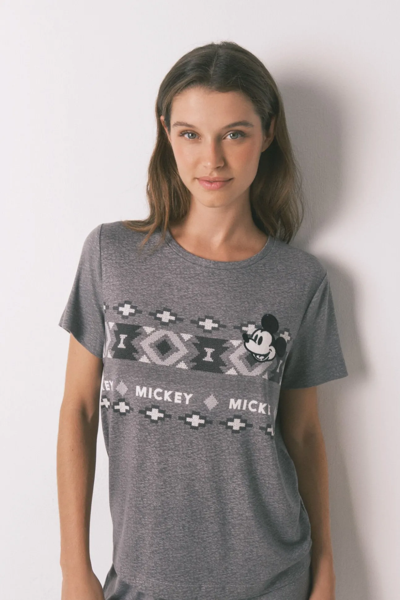 Pijama comprido de manga curta Mickey