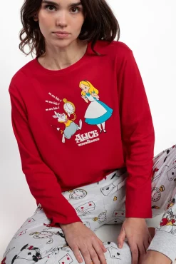 Pijama comprido estampado Alicia Wonderland mulher