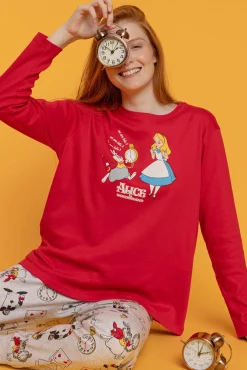 Pijama comprido estampado Alicia Wonderland mulher