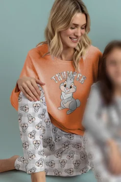 Pijama comprido estampado Tambor bambi para mulher