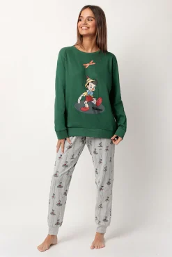 Pijama comprido estampado Pinocho para mulher