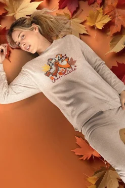 Pijama comprido felpa Chip&Dale para mulher