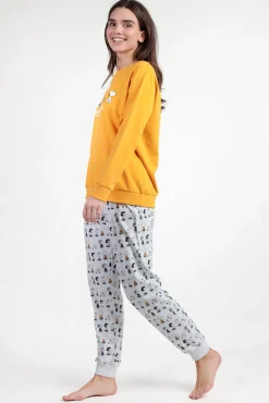 Pijama comprido felpa Snoopy&Friends para mulher
