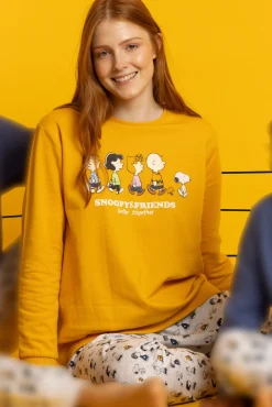 Pijama comprido felpa Snoopy&Friends para mulher