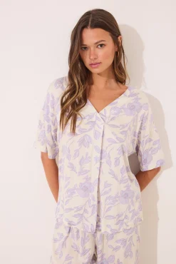 Pijama comprido longo de viscose estampado