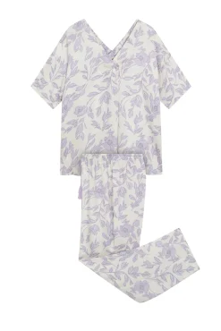 Pijama comprido longo de viscose estampado