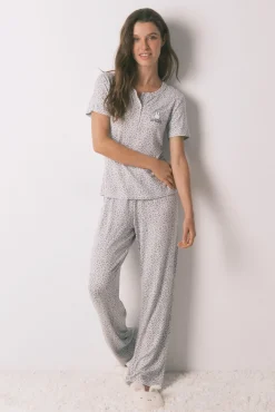 Pijama comprido longo de manga curta com estampado animal da Miffy