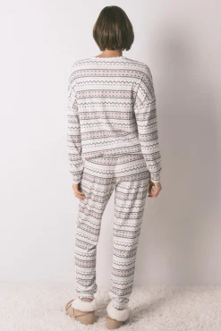 Pijama comprido malha quente suave sanefas Mickey