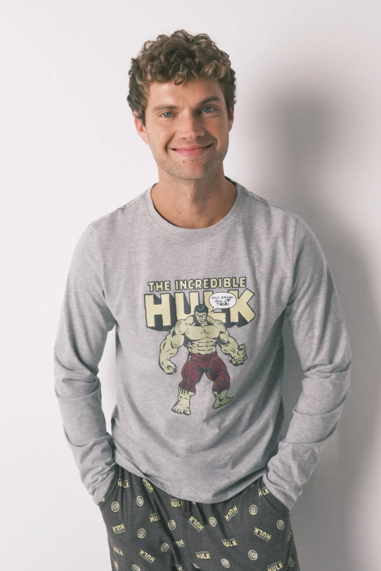 Pijama comprido masculino 100% algodão "Hulk"