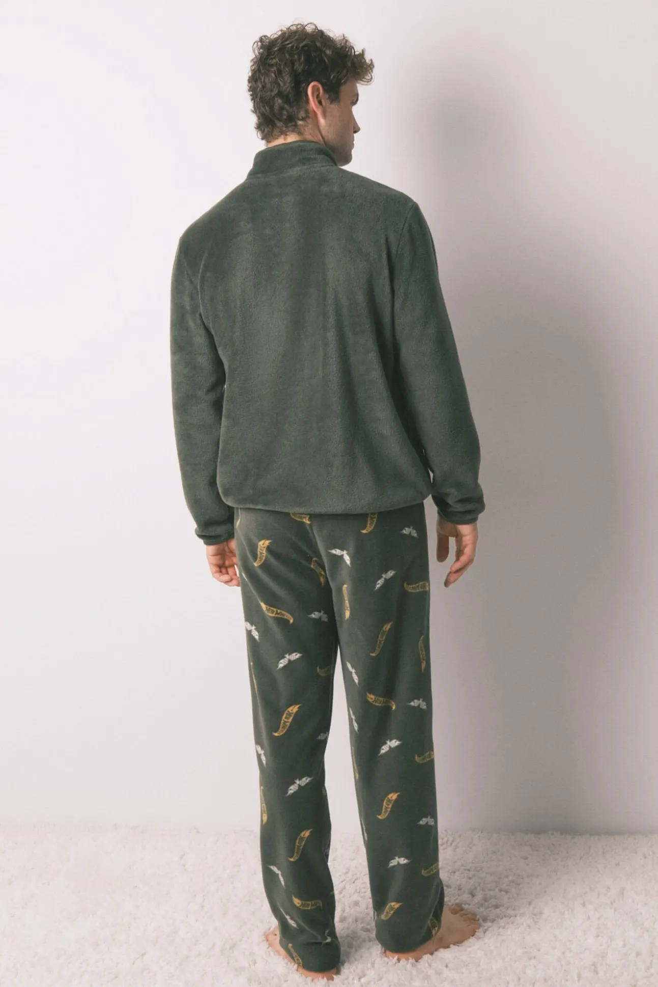 Pijama comprido masculino polar verde Hotwheels