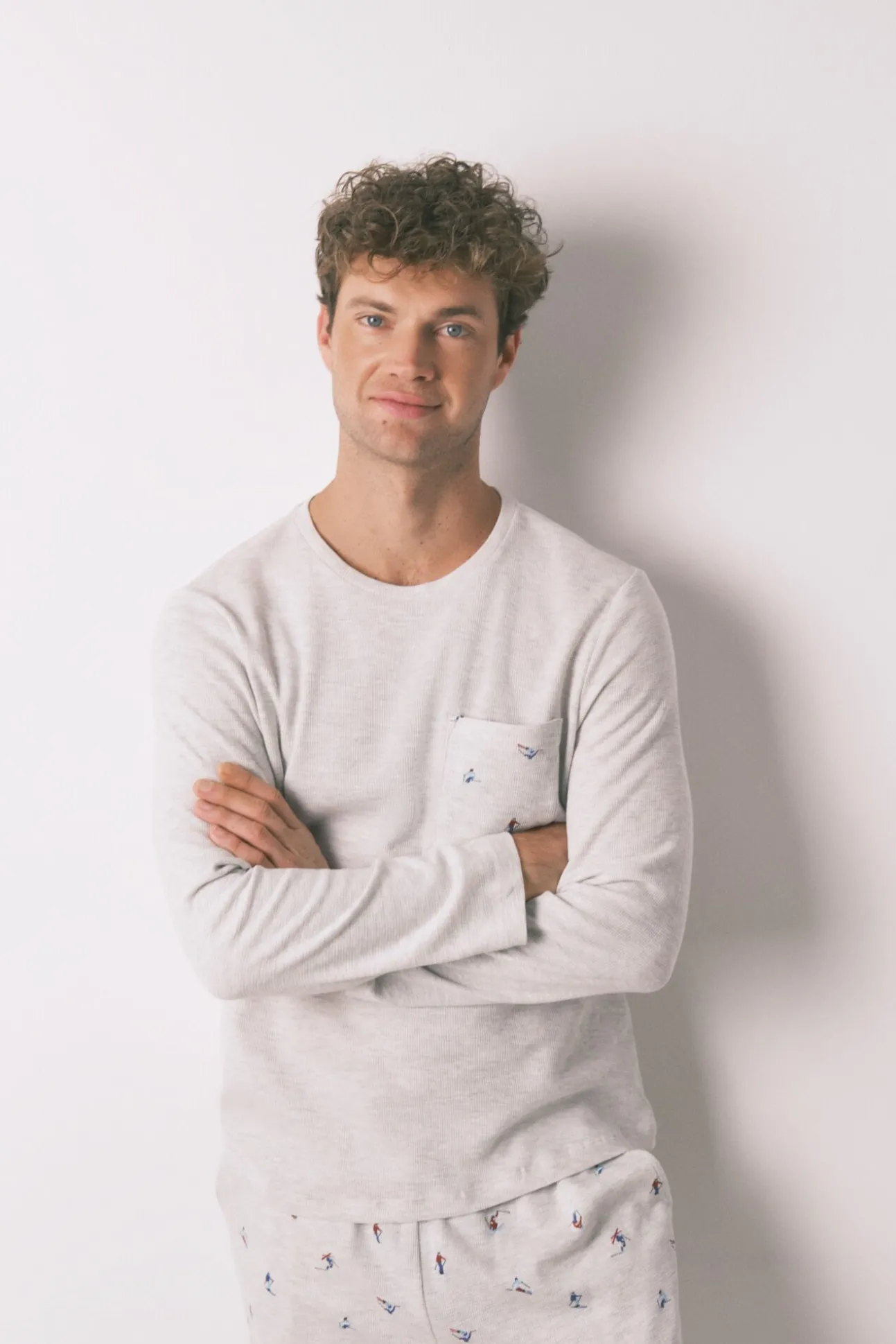 Pijama comprido masculino 100% algodão cinza