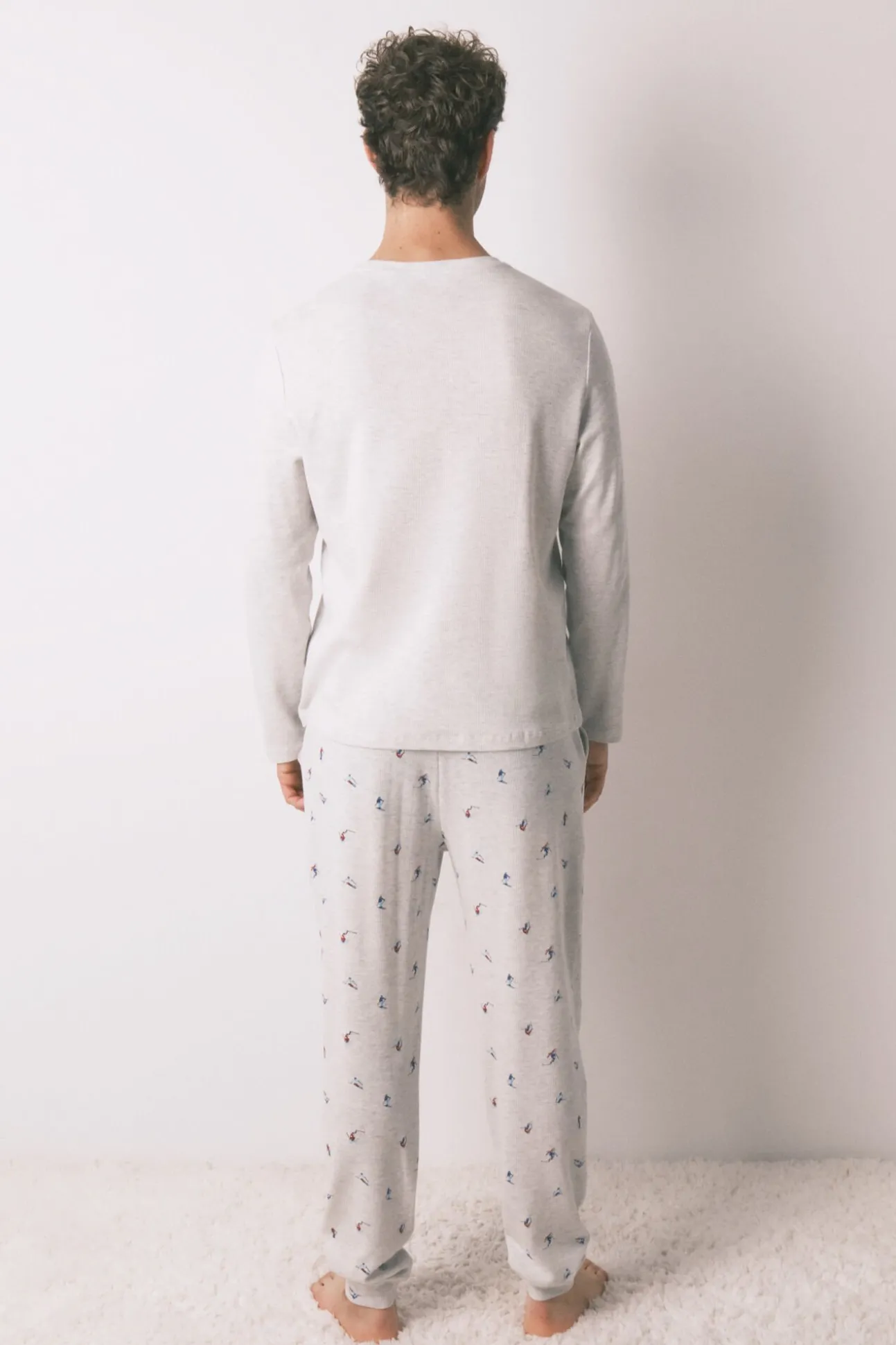 Pijama comprido masculino 100% algodão cinza