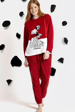 Pijama comprido micropolar 101 Dálmatas para mulher