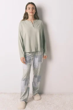 Pijama comprido patchwork super macio