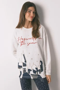 Pijama comprido polar estampado "Hogwarts"