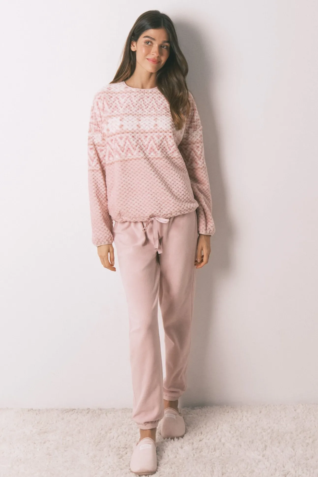 Pijama comprido polar rosa