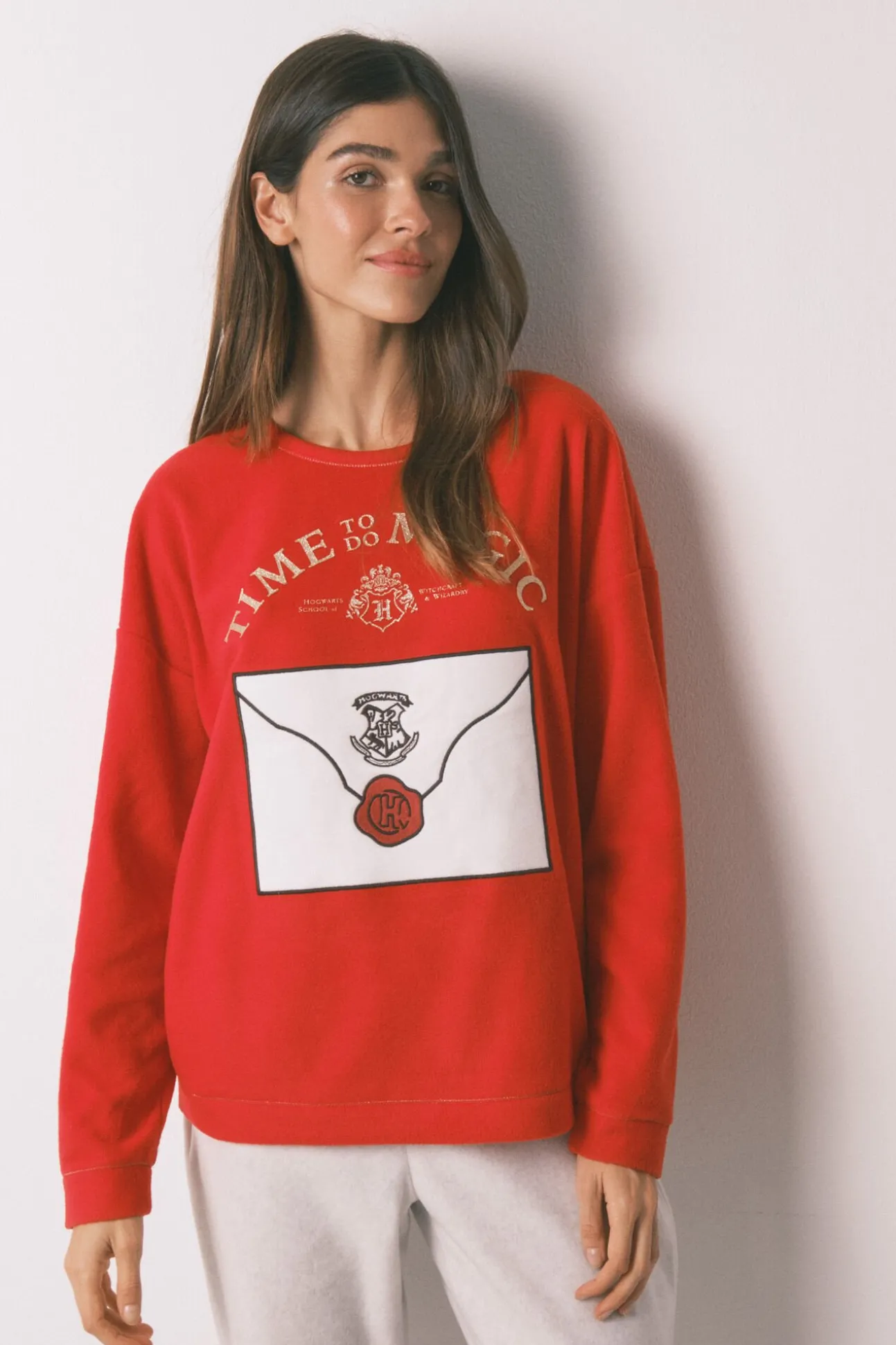 Pijama comprido polar suave estampado Harry Potter