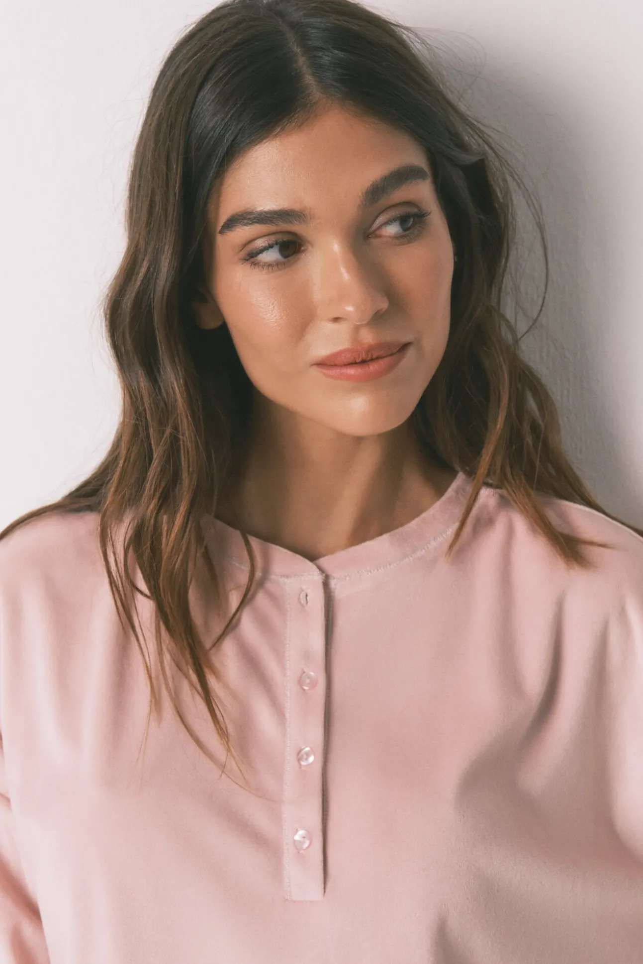 Pijama comprido polar suave rosa