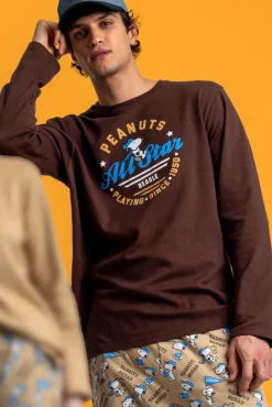 Pijama comprido Snoopy 100% algodão para homem