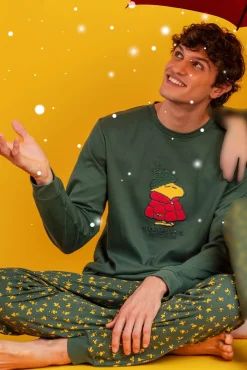 Pijama comprido Snoopy 100% algodão para homem